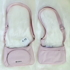 Lululemon crossbody bag with nano pouch in flush pink, spring pastel Sakura
